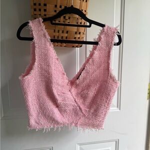 Zara Pink Wrap Crop Tank Top